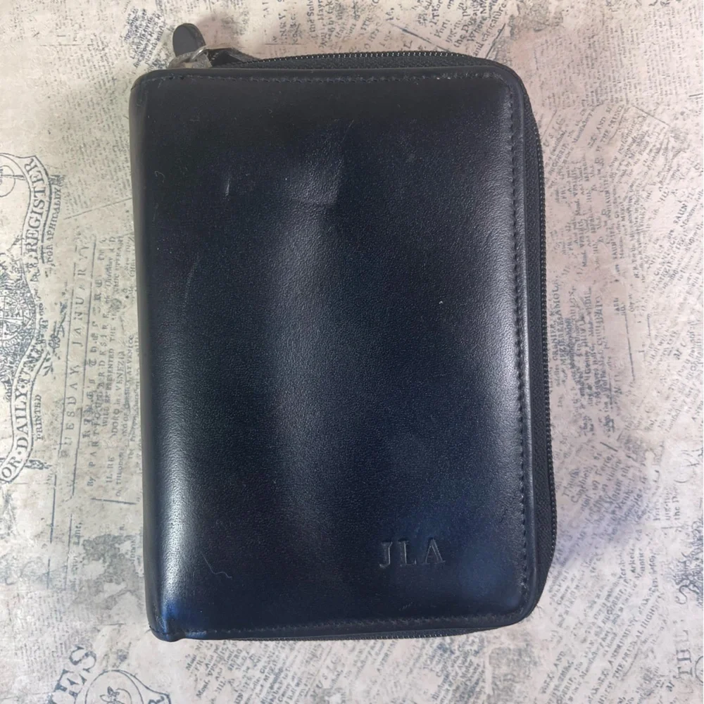 Vintage Double Zip Pocket Organizer Wallet Retro Travel Planner Case